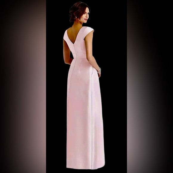 NWT Alfred Sung D767 Pink Cap Sleeve Pleated Skirt Dress with Pockets, Size 6R - Picture 3 of 15